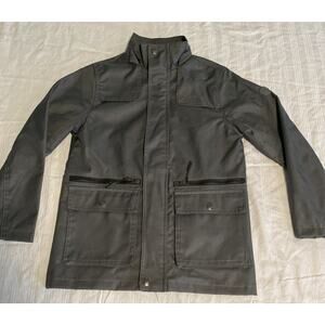 Urban Republic Lined Canvas Barn Chore Coat Gray Boys 10-12 Zip Snap Pocket